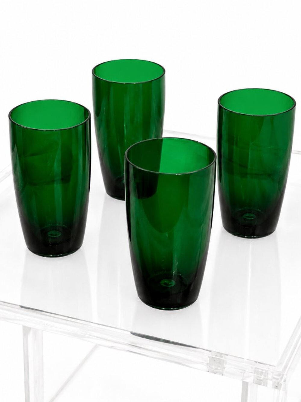Elegant Hand Blown Green Glass Tumblers